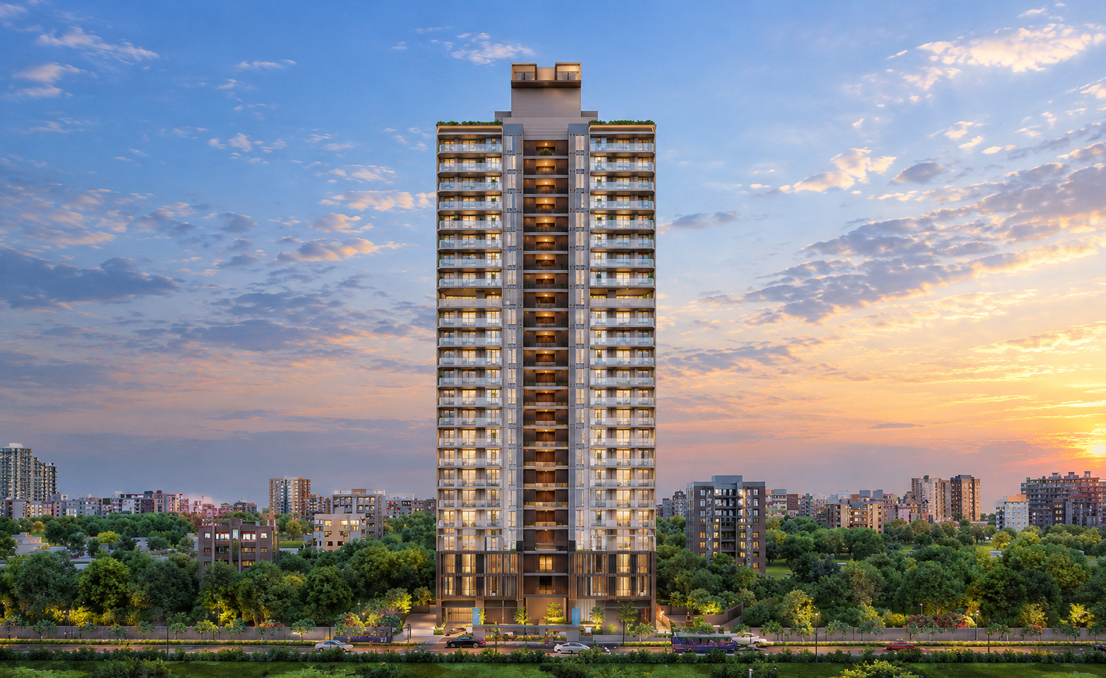The Park by HN Safal architectural view in Ambli – Bopal Road